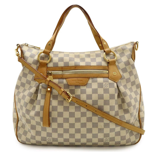 Louis Vuitton Damier Azur Ivora MM Tote 2-Way Shoulder Bag Gold