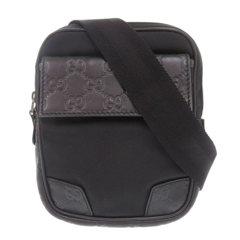 Guccissima Nylon Leather 161823 Black Waist Bag Shoulder Bag Black 1852 Gucci