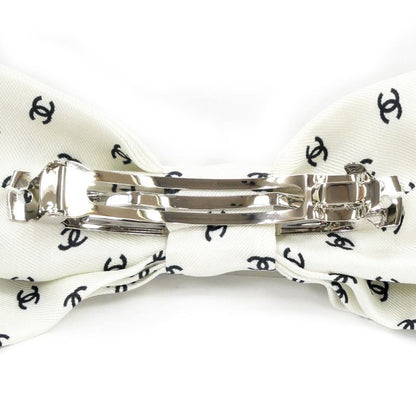 Chanel Valletta Aaa821 Ribbon White Logo COCO Silver-hardware Hair