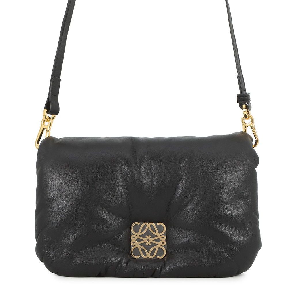 Loewe Shoulder Bag Goya Puffer Mini Shiny Nappa Lambskin Black