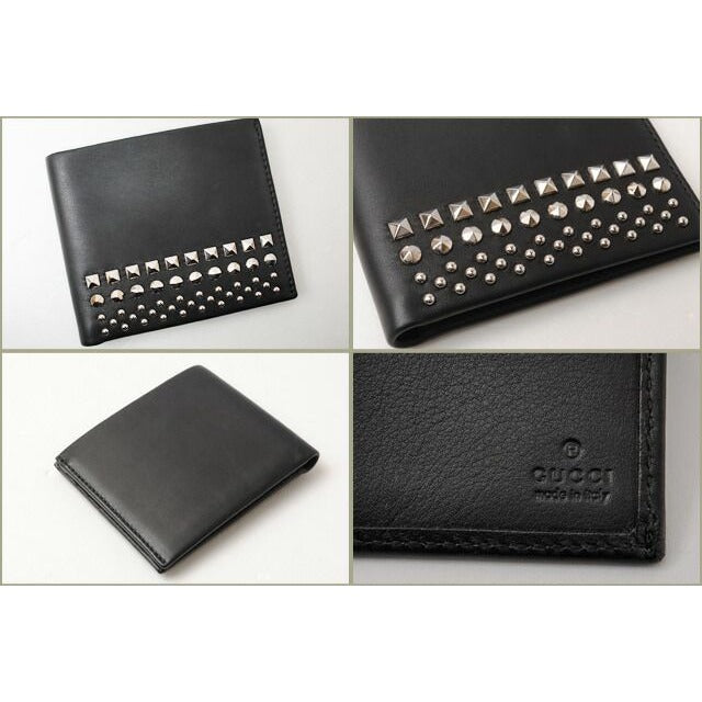 Gucci Wallet Fold Leather Studded Black Ap0 qn 1000 — view 5