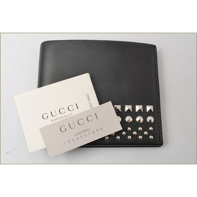 Gucci Wallet Fold Leather Studded Black Ap0 qn 1000 — view 6