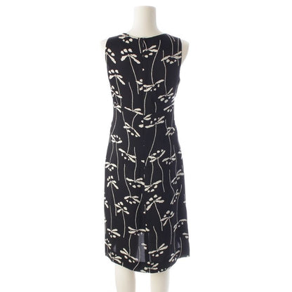 Chanel 98P Silk Dragonfly Pattern Sleeveless Dress P10403 Black 38