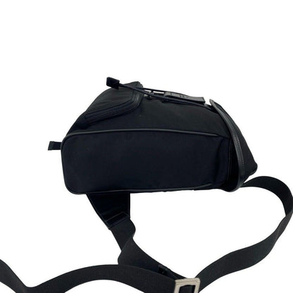 Gucci Log Nylon Leather Drawstring Mini Backpack Black — view 6