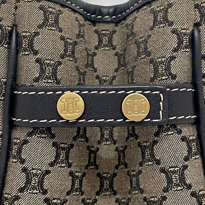 Celine Handbag Beige Brown Macadam Excellent Condition Canvas Leather