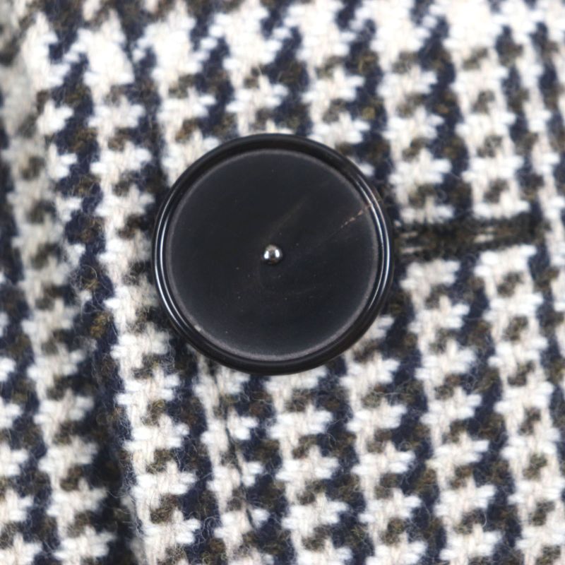 Hermes Wool Sheepskin Glen Check Belted Coat Brown 46 Genuine