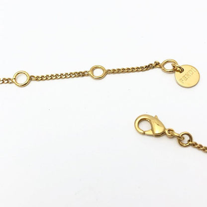 Fendi Logo Necklace Graffiti Zircon Gold