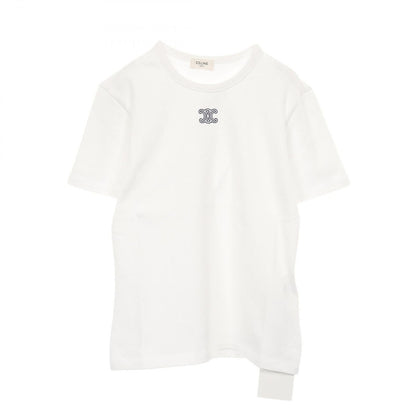 Celine Short Sleeve T-Shirt Triomphe White Navy Cotton
