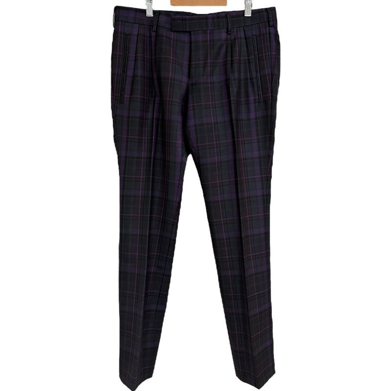 Gucci Checkered Slack Pants 44 Purple and Gray