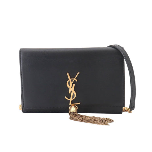 Saint Laurent Kate Chain Wallet Bifold Leather Black Shoulder Bag