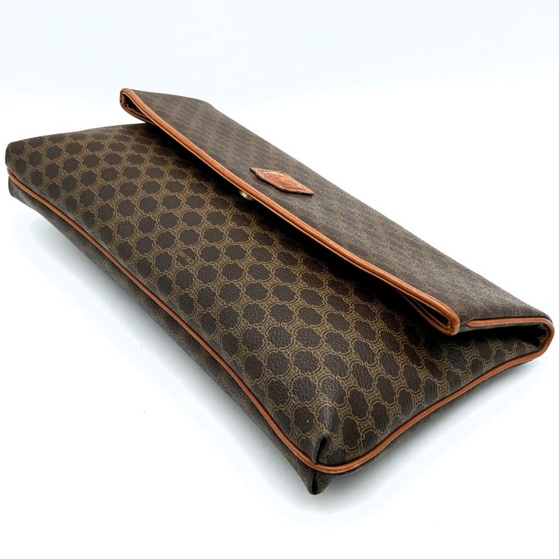 Celine DM91 Clutch Bag Second Bag Pouch Macadam PVC Leather Brown Ladies Men