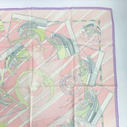 Hermes Carre 90 Face Au Large Towards The Sea Pink Scarf 100% Silk