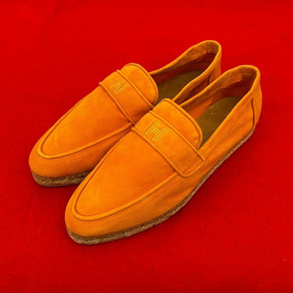 Hermes and Espadrille Slip Ons Logo Suede Loafers
