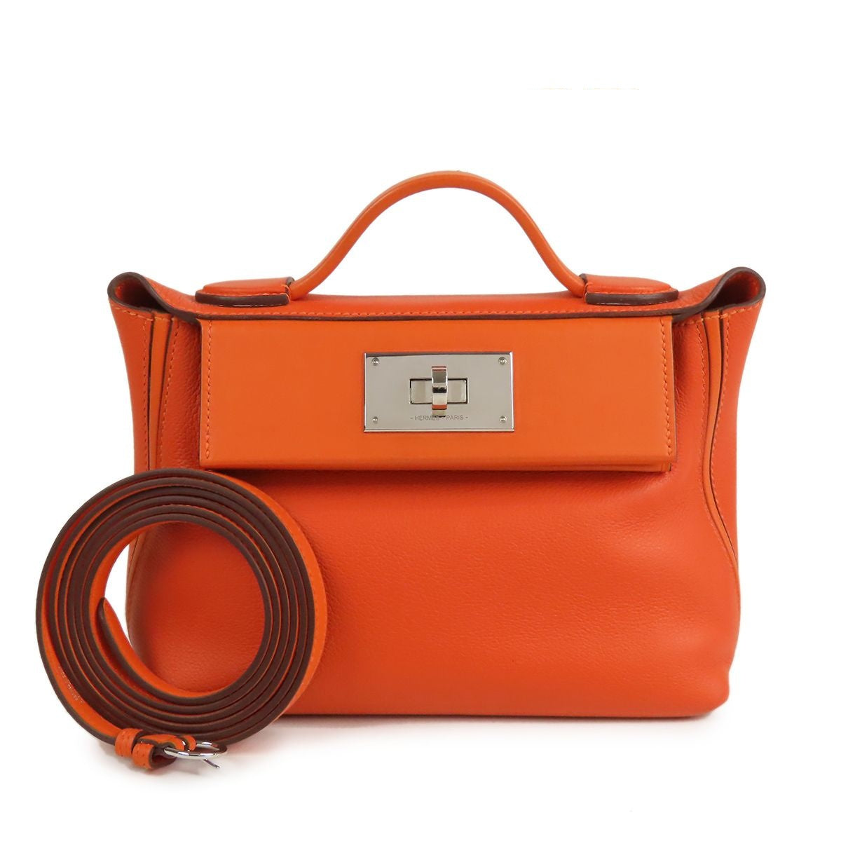 Hermes Vanquatre Mini Orange Mini Ant Silver Evercolor Swift 2-Way Shoulder Bag