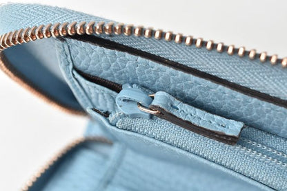 Unused Gucci Folding Wallet Gucci Swing Leather Light Blue 354497