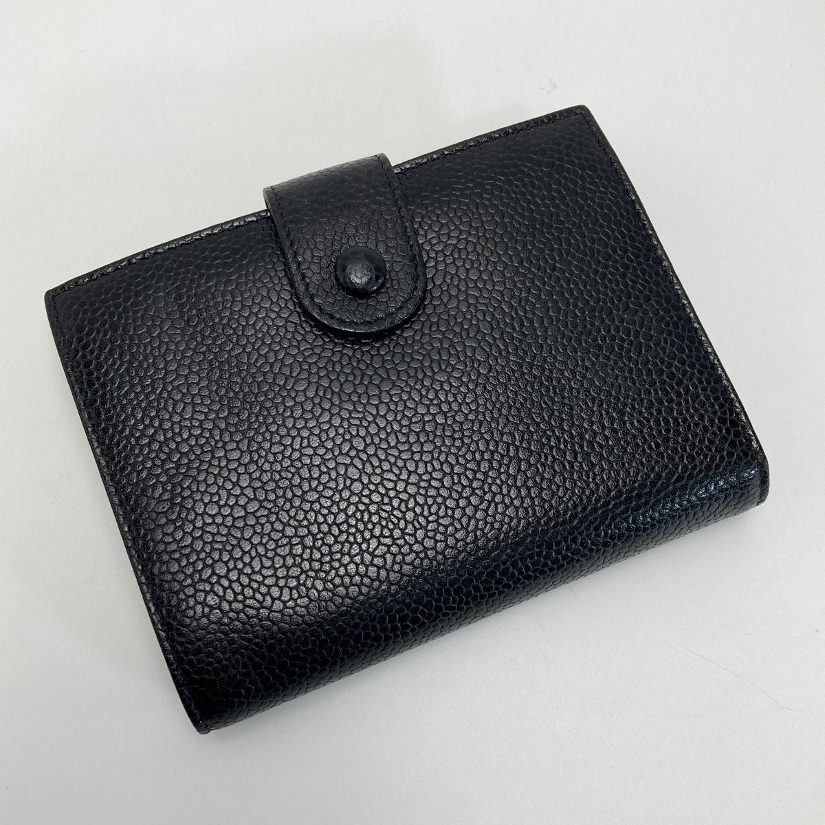 Chanel Coco Mark Clasp Bifold Wallet A13497 Black Caviar Skin Authenticity Yes