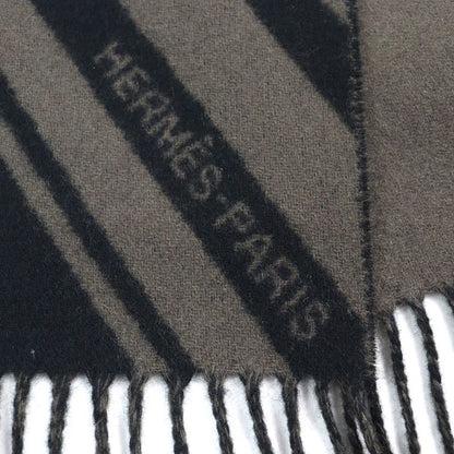 Hermes H394808t Zigzag Sangle 100% Cashmere Shawl Scarf Black Basalt With Box