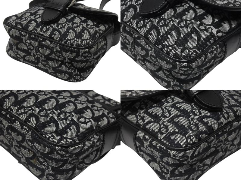 Dior Shoulder Bag Trotter Canvas Leather Black Galliano — view 7