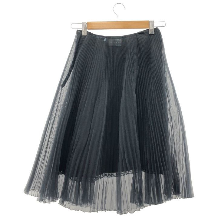 Prada ① P147n Pleated Chiffon Skirt Women's Black 36