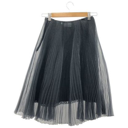 Prada ① P147n Pleated Chiffon Skirt Women's Black 36