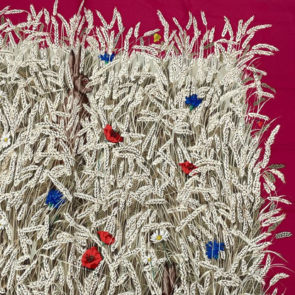 Hermes Carre 90 Lapins DANS UN Champ DE Wheat Field And Rabbit Red X Multicolor