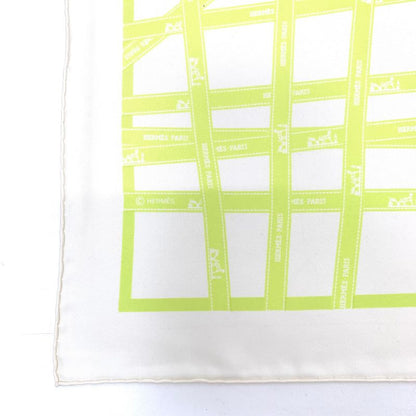 Hermes Scarf Carre 45 Borduc Green White 100% Silk