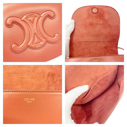 Celine Leather Folco Cuir Triomphe Shoulder Bag Lipstick 408622 Shoulder Bag