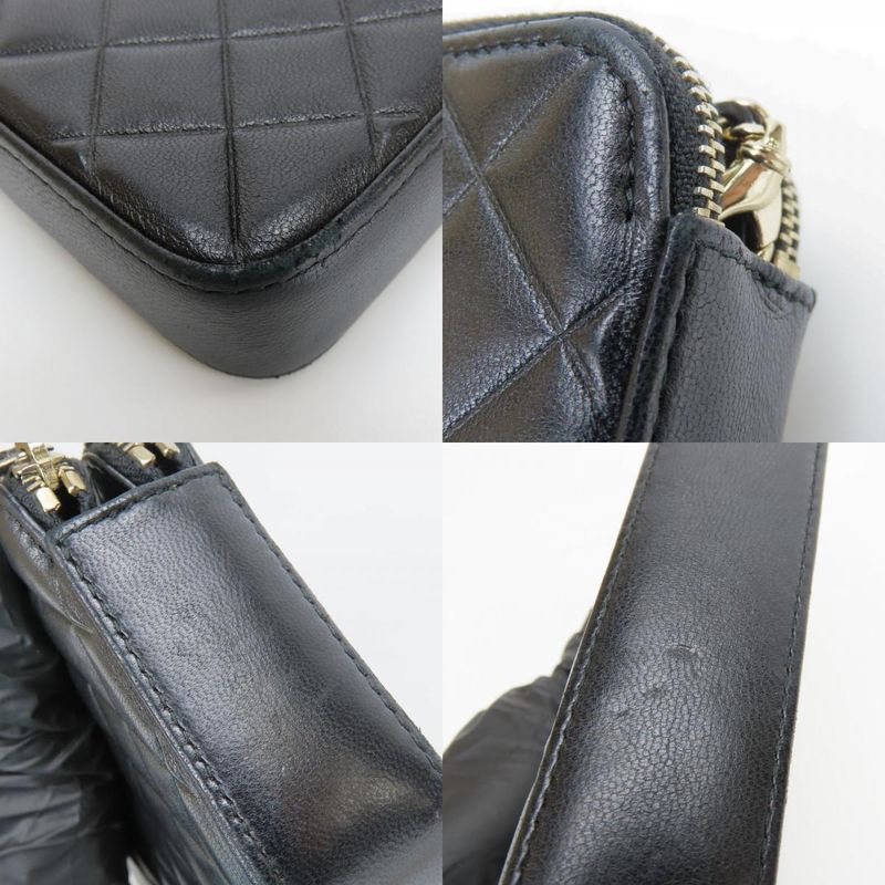 Chanel Shoulder Bag Chain Wallet Lamb Skin Black Gold Hardware Pochette