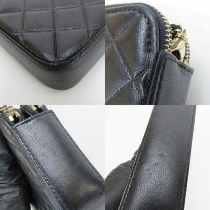 Chanel Shoulder Bag Chain Wallet Lamb Skin Black Gold Hardware Pochette