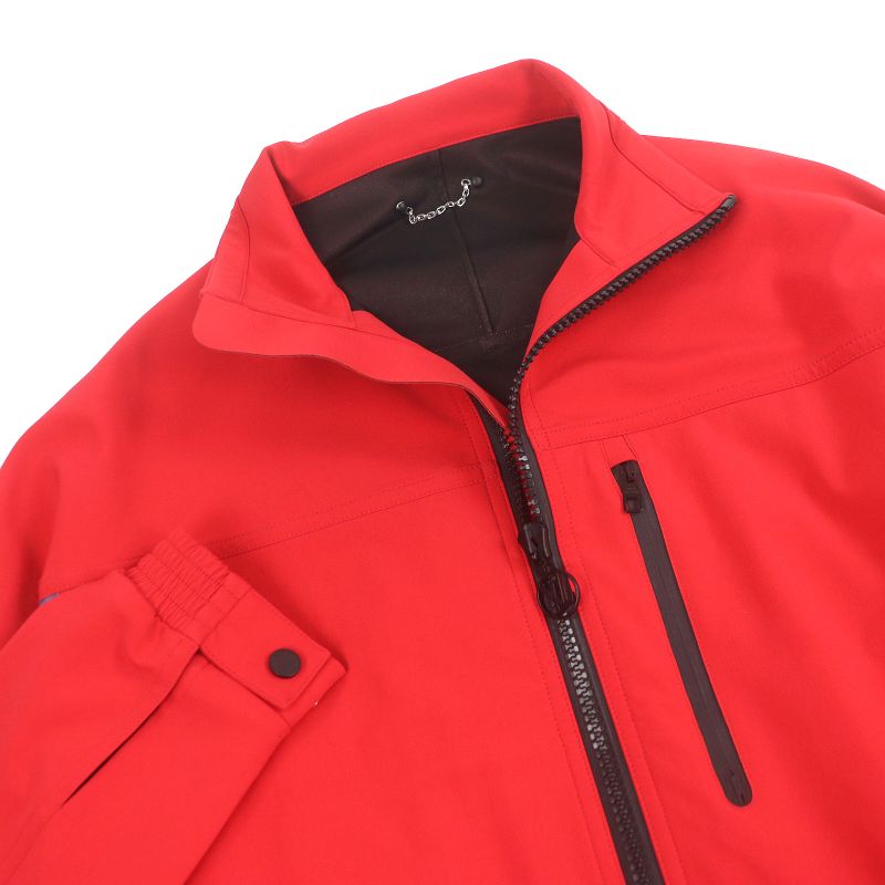 Louis Vuitton LV Circle Logo Zip Nylon Blouson Mountain Hoodie Red Gray 46 Made