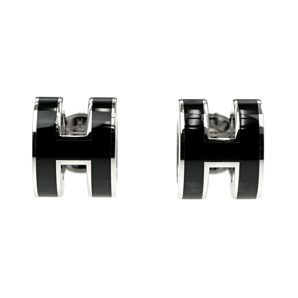 Hermes Earrings Pop Mini Pair Black Silver
