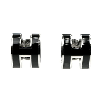 Hermes Earrings Pop Mini Pair Black Silver