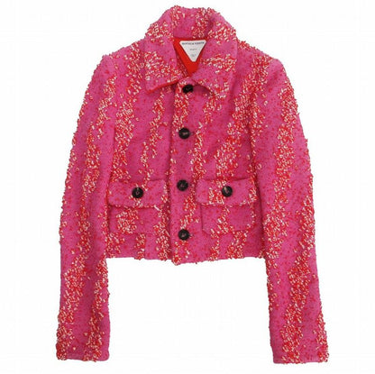 Bottega Veneta Cropped Tweed Jacket Short Length Salon01 Shocking Pink Size 34