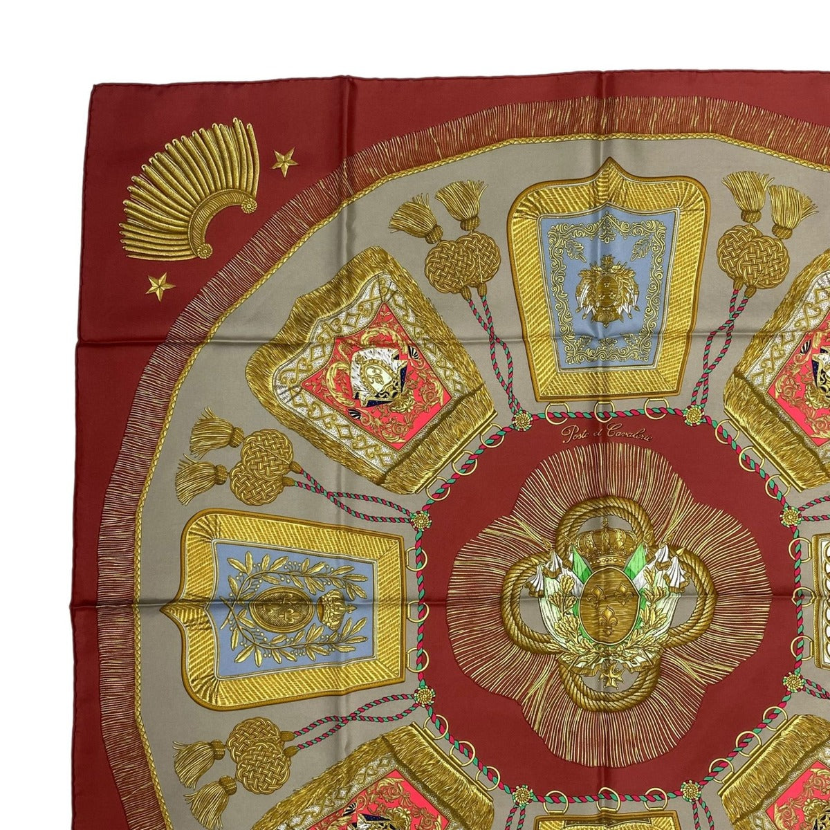 Hermes Carre 90 Scarf Silk Saber Decorative Bag Poste Et Cavalerie Red — view 2