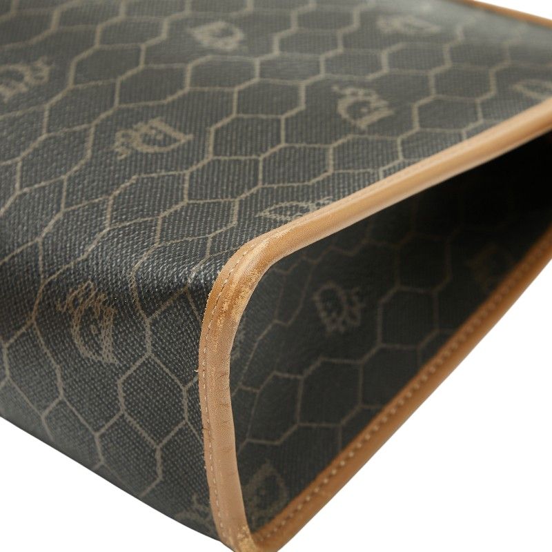 Dior Honeycomb Black Brown PVC Leather Women's Dior