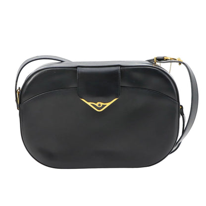 Cartier Sapphire Line S de Shoulder Bag Leather Navy Gold Vintage