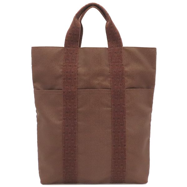 Hermes Tote Bag Her Line Cabas Canvas Brown Silver Hardware Brown