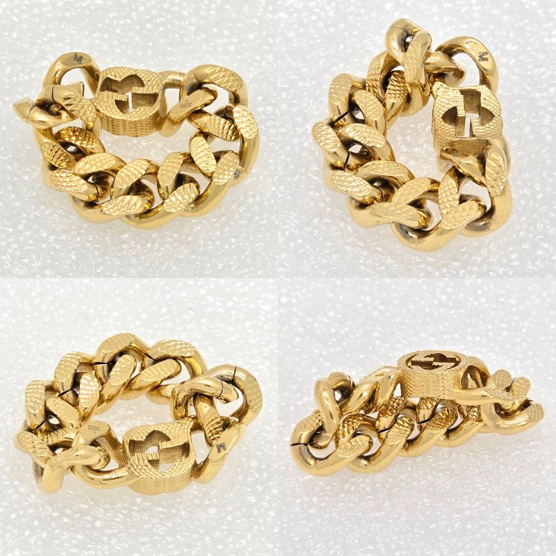 Gucci Interlocking G Golmet Chain Ring M Approx 15 Gold Finish Metal Made In