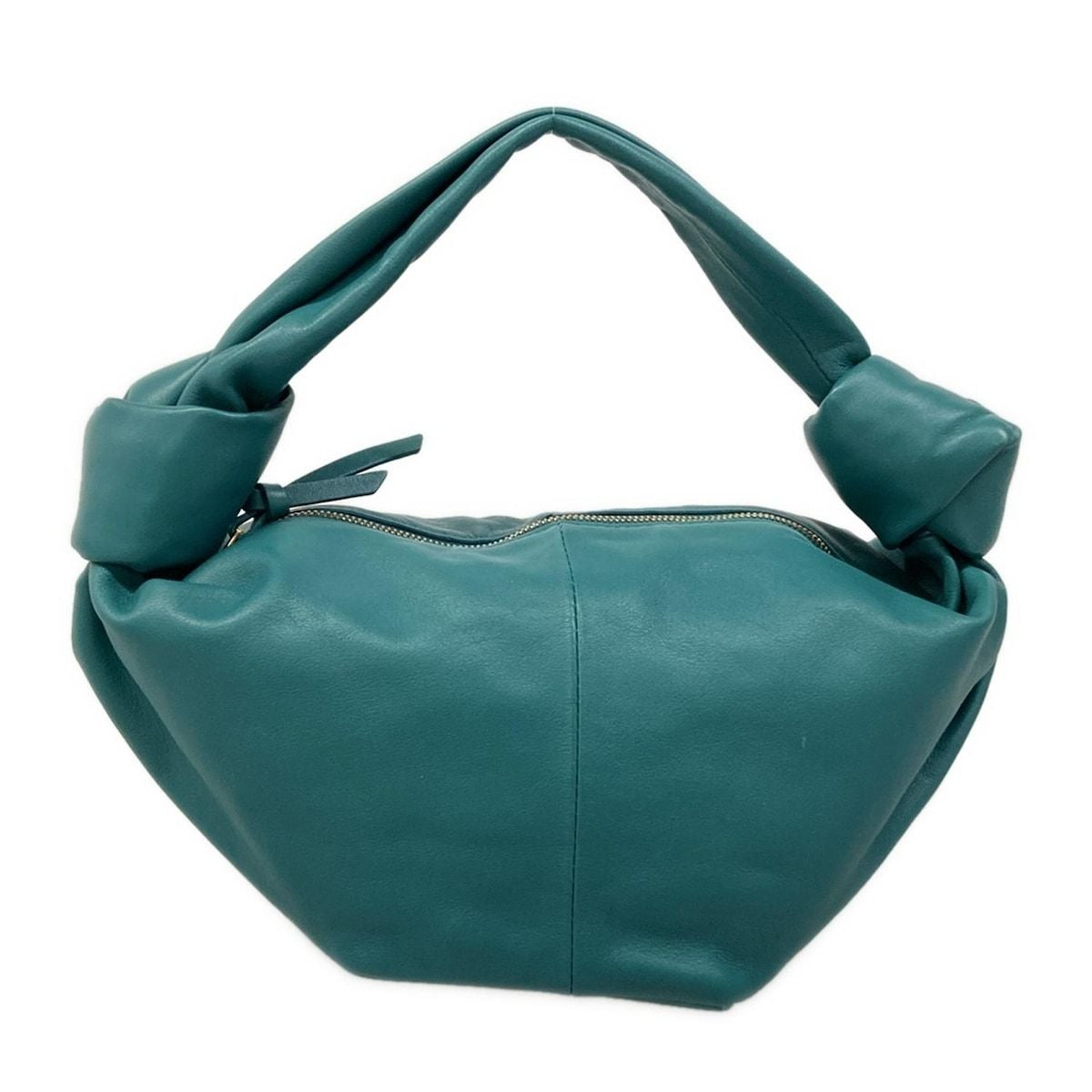 Bottega Veneta Handbag Double Knot Blue Green Leather