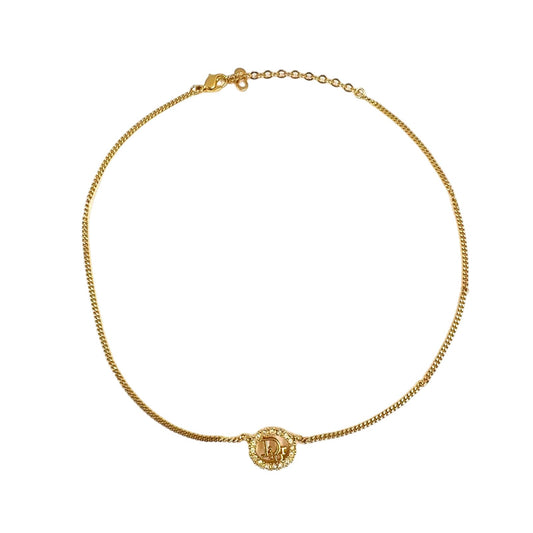 Dior Line Stone Logo Gold Necklace