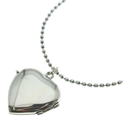 Tiffany & Co. Heart Locket Pendant Ball Chain Necklace Silver