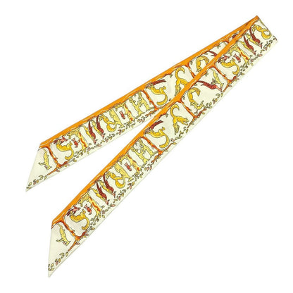 Hermes Twilly Scarf Silk Willy Alphabet 3 Forest Animals