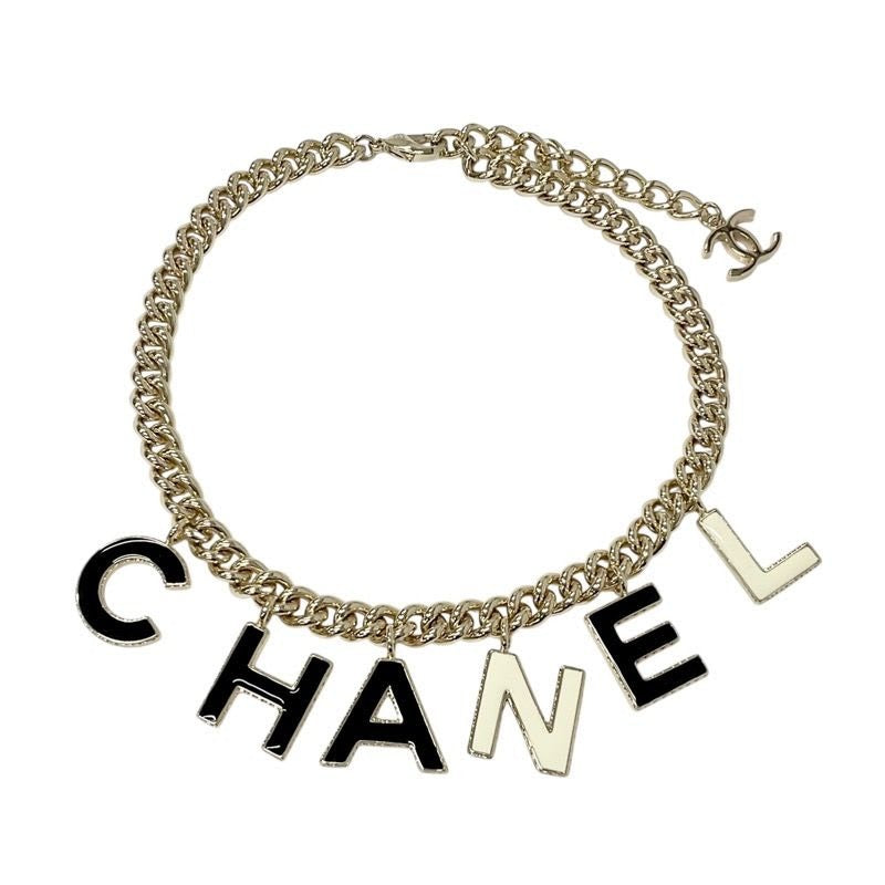 Chanel Choker Gold Black White Logo Coco Mark
