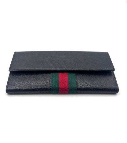 Gucci Long Wallet Sherry Line Fold Wallet Black Leather 09bs257