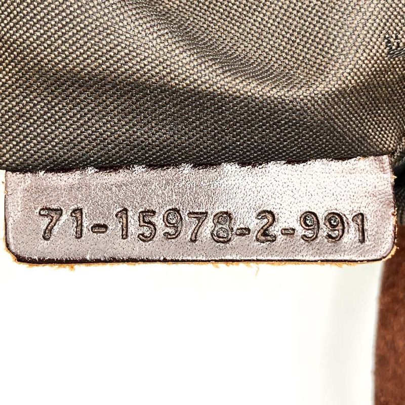 Fendi 71 15978 Tote Shopping Bag Zucca Nylon Canvas Vintage Leather Brown Khaki