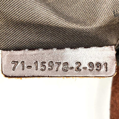 Fendi 71 15978 Tote Shopping Bag Zucca Nylon Canvas Vintage Leather Brown Khaki