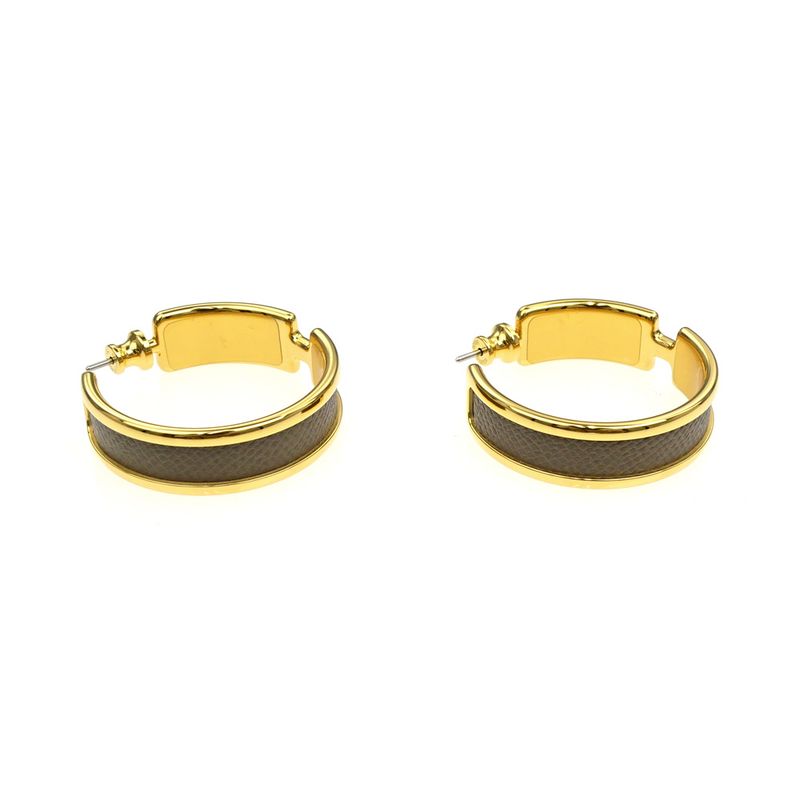 Hermes Earrings Olympe Etoupe Gold Hardware Brown Pair Of Accessories -