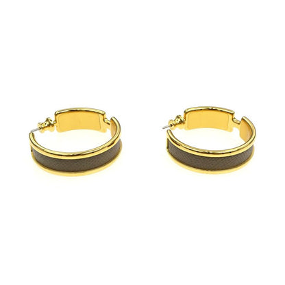 Hermes Earrings Olympe Etoupe Gold Hardware Brown Pair Of Accessories -