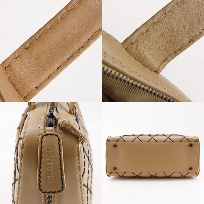 Chanel Wild Stitch A14693 Calf Beige Women's Tote Bag