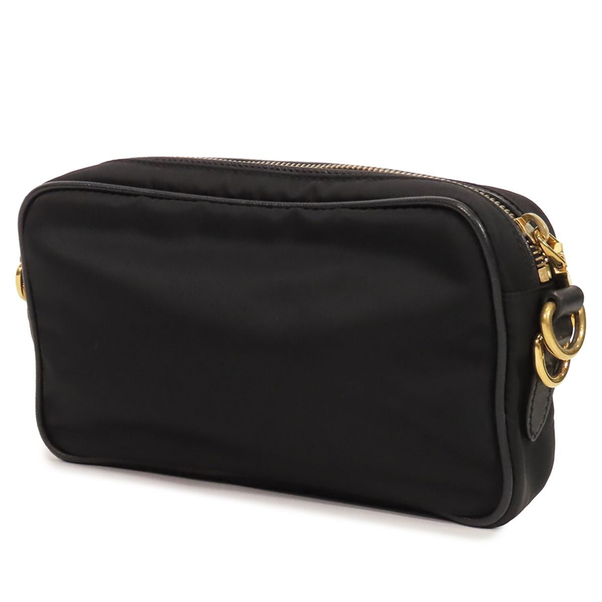 Prada Shoulder Bag Black Nylon Leather 2-Way Clutch — view 2